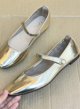 外贸原单大码圆头浅口软底复古单鞋显瘦新款法式气质通勤玛丽珍鞋