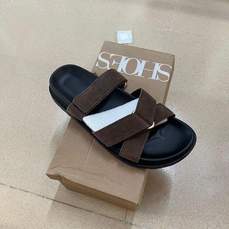 真皮！休闲风复古圆头平底交叉带一字拖女外穿防滑凉拖鞋,女鞋,一字拖,淘宝优惠券,粉丝福利购,淘宝优惠卷