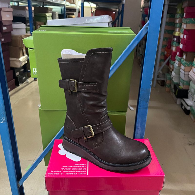 外贸原单出口时尚女鞋英伦风复古圆头粗跟皮带扣侧拉链中筒靴,女鞋,骑士靴,淘宝优惠券,粉丝福利购,淘宝优惠卷