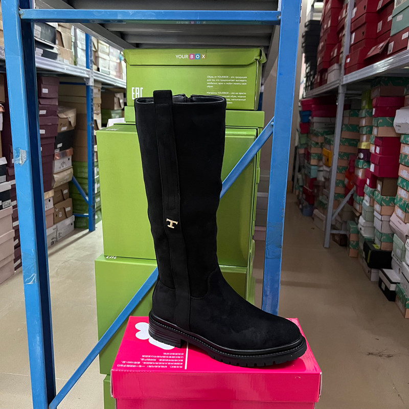 外贸欧美风黑色长筒靴女冬季圆头低跟侧拉链百搭骑士靴,女鞋,时装靴,淘宝优惠券,粉丝福利购,淘宝优惠卷