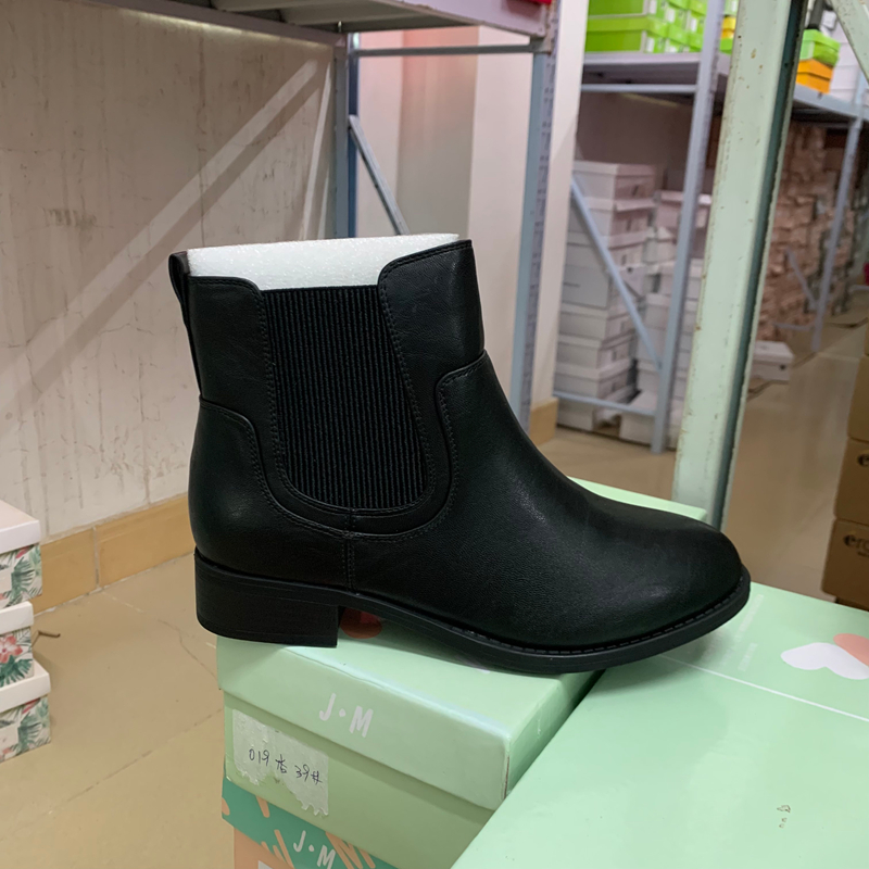 外贸出口原单女鞋圆头厚底马丁靴