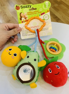 SOZZY小鸟叫声牙胶婴儿车挂件玩具床铃床挂带摇铃0-1岁2岁安全镜