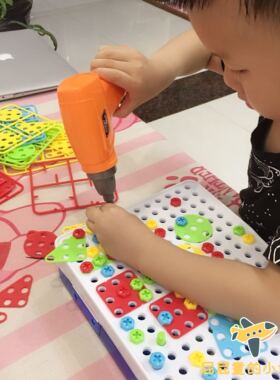 外贸出口电钻螺母拆装拧螺丝配对组合工具台儿童动手协调益智玩具