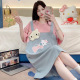 可爱KT纯棉睡裙女夏季 短裙可外穿卡通女士家居服一件 圆领短袖
