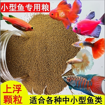 小型鱼饲料孔雀鱼天使鱼鱼食斑马鱼斗鱼观赏鱼通用鱼粮上浮小颗粒