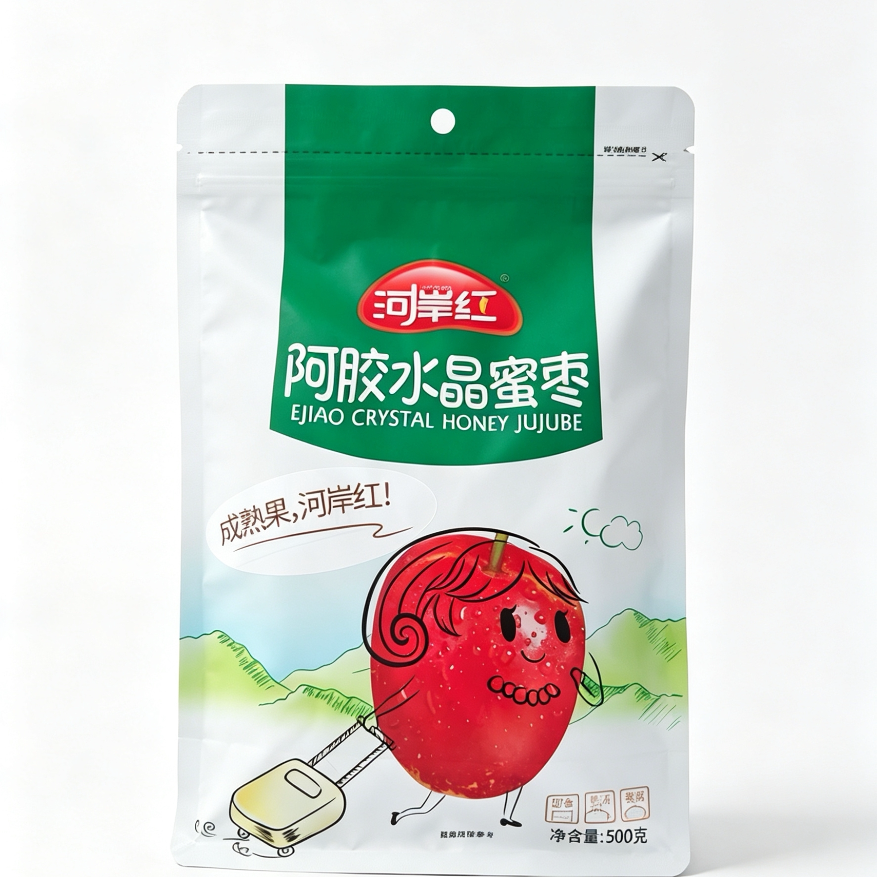 河岸红阿胶水晶蜜枣500g 山东阿娇红枣独立包装 蜜饯零食