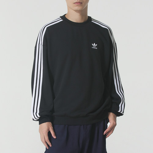 正品Adidas阿迪达斯三条纹男简约LOGO圆领运动休闲长袖卫衣JN9786