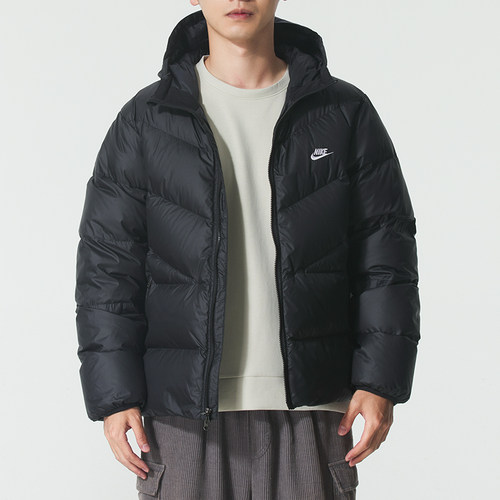 新款正品NIKE耐克简约百搭男运动休闲连帽羽绒服外套HQ7791-011