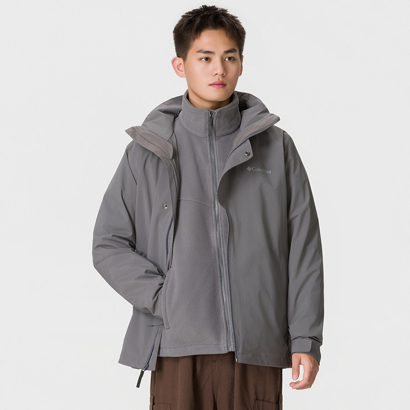 正品Columbia哥伦比亚男运休闲连帽摇粒绒冲锋衣两件套XE9394023