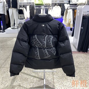 鲜橙MLB简约后背老花字母LOGO男女情侣运动休闲立领羽绒服