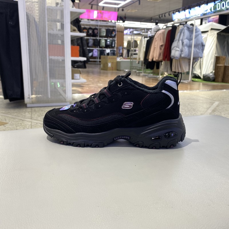 正品Skechers斯凯奇简约拼接加绒保暖百搭女运动休闲老爹鞋熊猫鞋