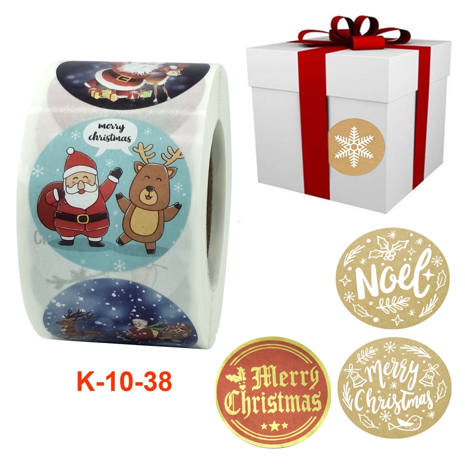 Round Merry Christmas Stickers Package Label SealingSticker