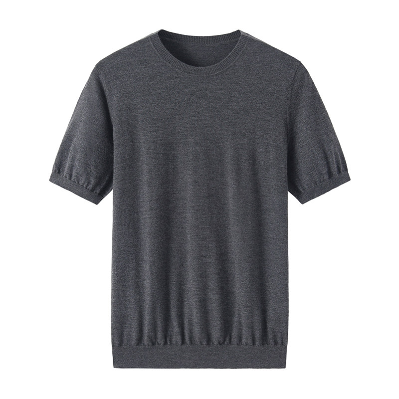 내몽고 캐시미어 반소매 남성용 신작 심플 소모사 얇은 니트 바닥 셔츠 라운드 넥 풀오버 반팔 스웨터