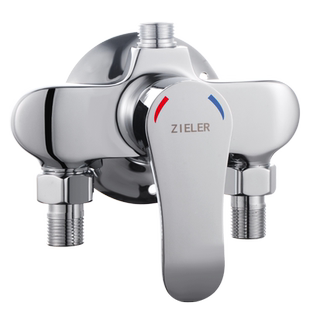 齐勒全铜明装淋浴水龙头冷热混水阀太阳能上水恒温阀体花洒开关
