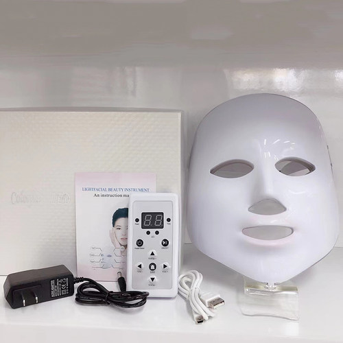 七彩7色LED彩光面罩面部脖子一体嫩肤面罩美容仪红光嫩肤蓝光抗痘