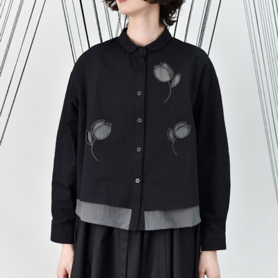 个性复古长袖镂空显瘦衬衫上衣女