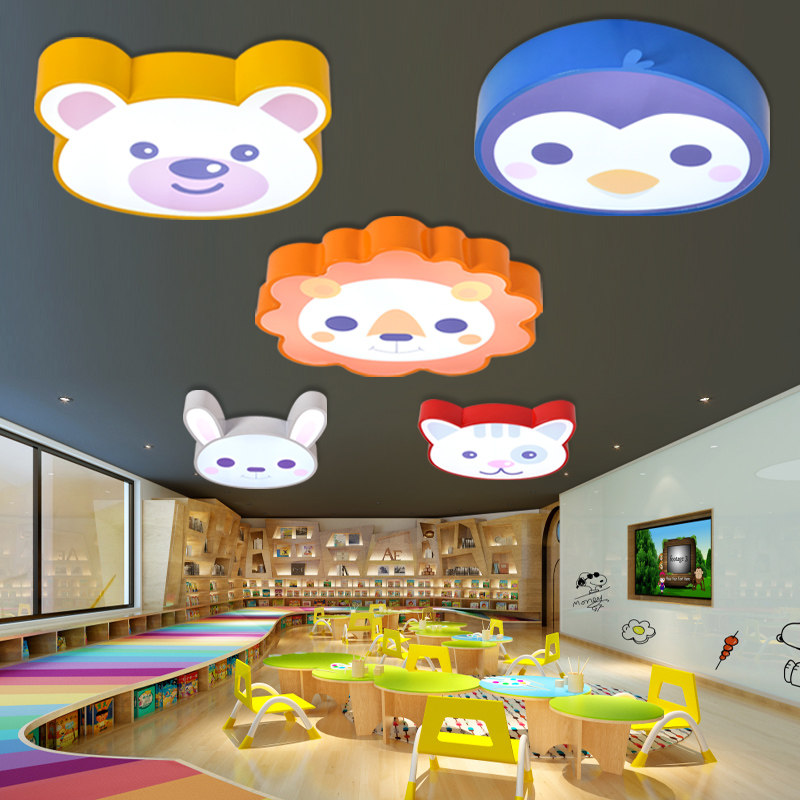 个性创意卡通动物儿童房灯男孩女孩房led吸顶灯卧室灯幼儿园灯具