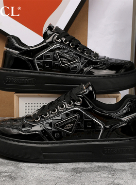 酷奇正品皮鞋男鞋子2024秋季新款真皮百搭轻奢欧洲站黑色运动板鞋