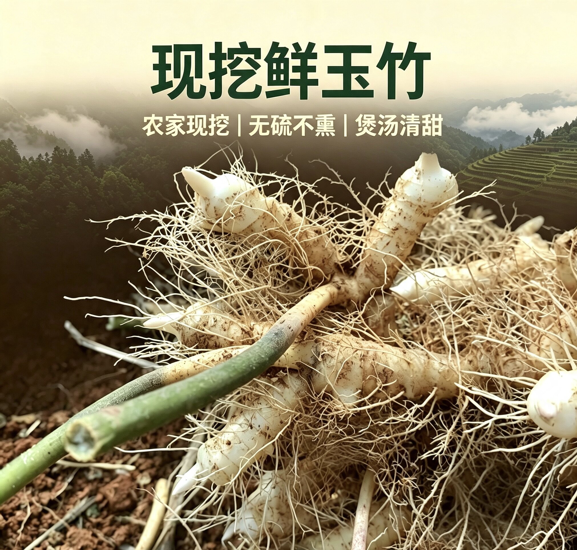 野生新鲜玉竹农家现挖玉竹片干条搭配麦冬沙参泡茶尾参煲汤可种植