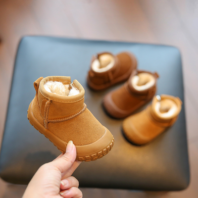 小步点婴幼儿雪地靴女宝冬鞋软底宝宝学步鞋加绒加厚棉鞋儿童鞋子