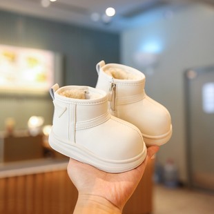 小步点婴儿雪地靴男宝冬鞋加绒加厚儿童棉鞋软底学步鞋女宝宝鞋子