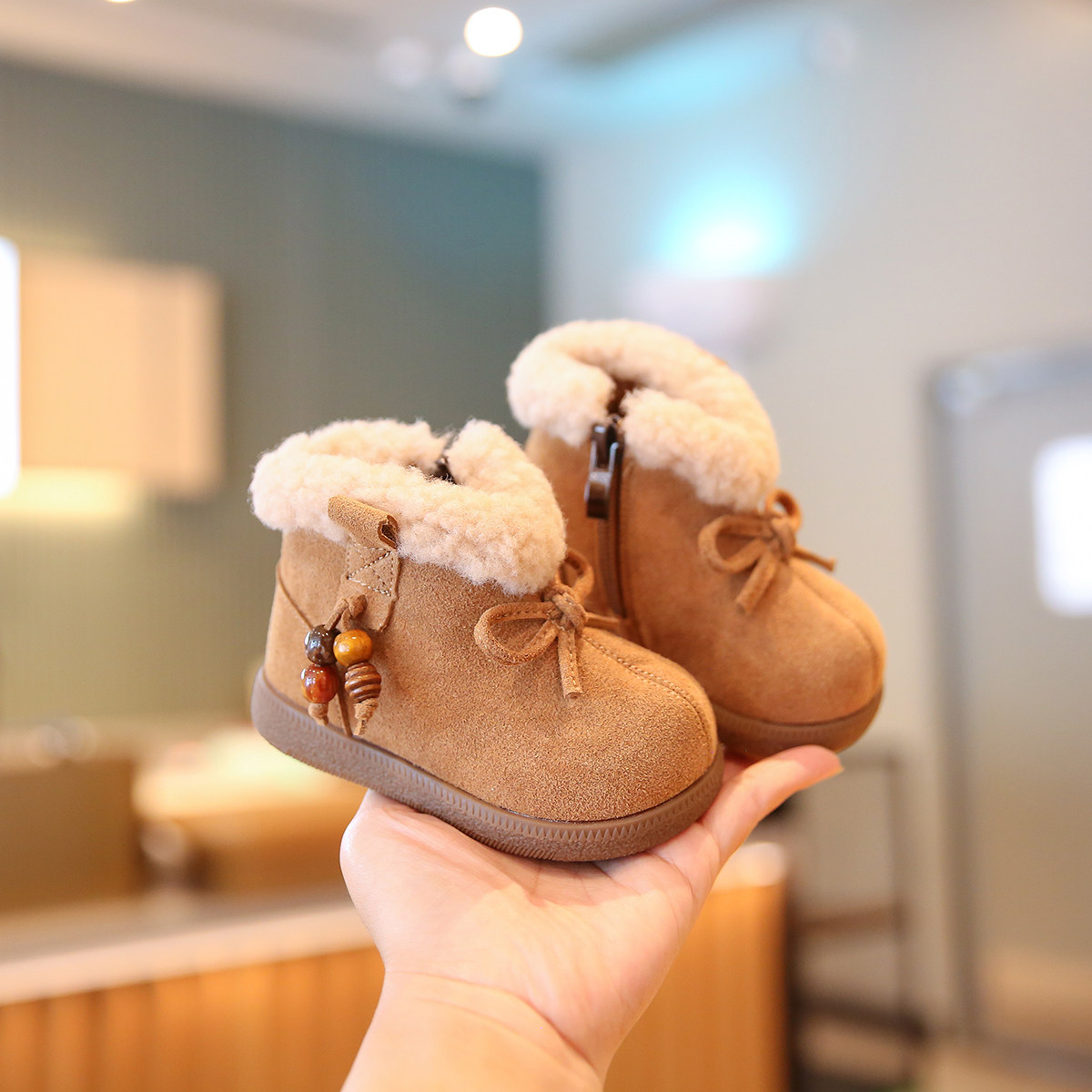 女宝宝棉鞋冬季婴儿鞋子加绒保暖女宝学步鞋软底儿童靴子公主短靴,童鞋/婴儿鞋/亲子鞋,学步鞋,淘宝优惠券,粉丝福利购,淘宝优惠卷
