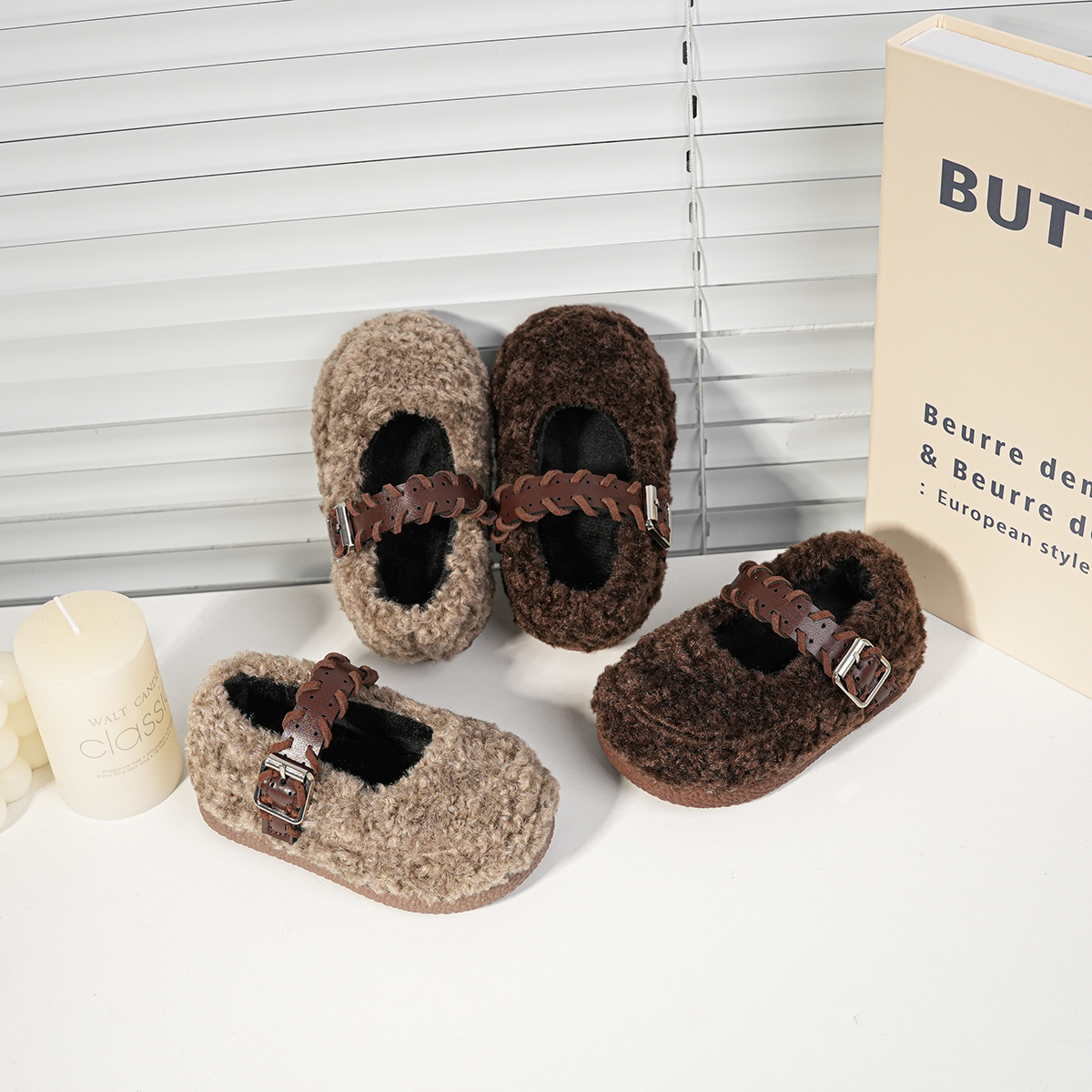 女宝宝毛毛鞋保暖加绒