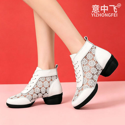 夏季真皮透气软底广场舞鞋