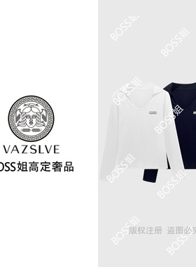 【VAZSLVE/原创设计】68320#轻奢针织POLO领烫钻T恤2025百搭上衣