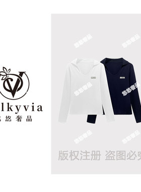 【Valkyvia/悠悠奢品】68320#轻奢针织POLO领烫钻T恤2025百搭上衣
