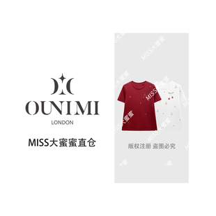 OUNIMI 上衣 重工樱桃烫钻短袖 2026早春个性 68836 T恤衫 欧倪蜜