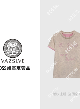 【VAZSLVE/原创设计】66398#刺绣T恤衫2025百搭设计师个性上衣