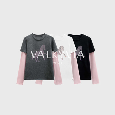 【Valkyvia/悠悠奢品】重工烫钻长袖T恤2026早春百搭上衣#68935