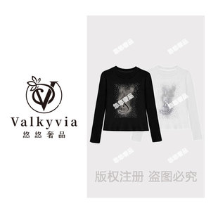Valkyvia 烫钻T恤2025秋休闲个性 悠悠奢品 轻奢时尚 上衣 63665