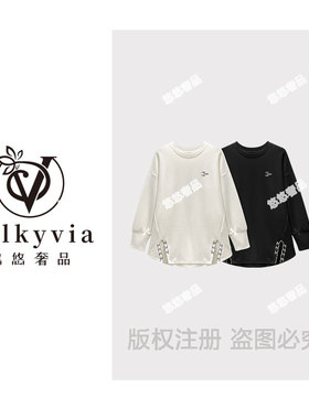 【Valkyvia/悠悠奢品】68611#CSIN轻奢刺绣圆领T恤2025秋冬休闲上
