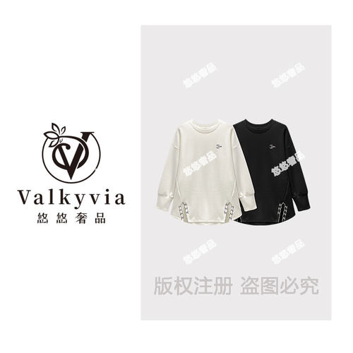 【Valkyvia/悠悠奢品】68611#CSIN轻奢刺绣圆领T恤2025秋冬休闲上