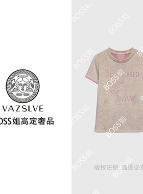 【VAZSLVE/原创设计】66398#CSIN刺绣T恤2025百搭设计师个性上衣
