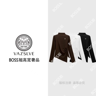 捡漏半高领不规则收腰T恤2025秋上衣 全新奢品 68530 VAZSLVE