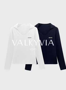 【Valkyvia/悠悠奢品】 拼接长袖烫钻T恤2025个性上衣潮#68320