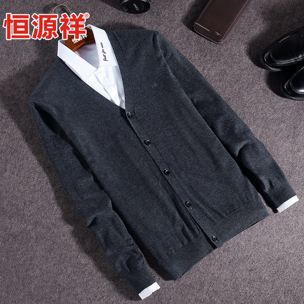恒源祥 17年秋季款 男式V领修身针织衫 优惠券折后￥88包邮（￥168-80）多色可选
