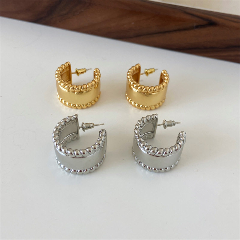 欧美饰品C圈宽面耳环女925银针铜镀18k金质感时尚通勤ins耳钉耳饰,饰品/流行首饰/时尚饰品新,耳环,淘宝优惠券,粉丝福利购,淘宝优惠卷