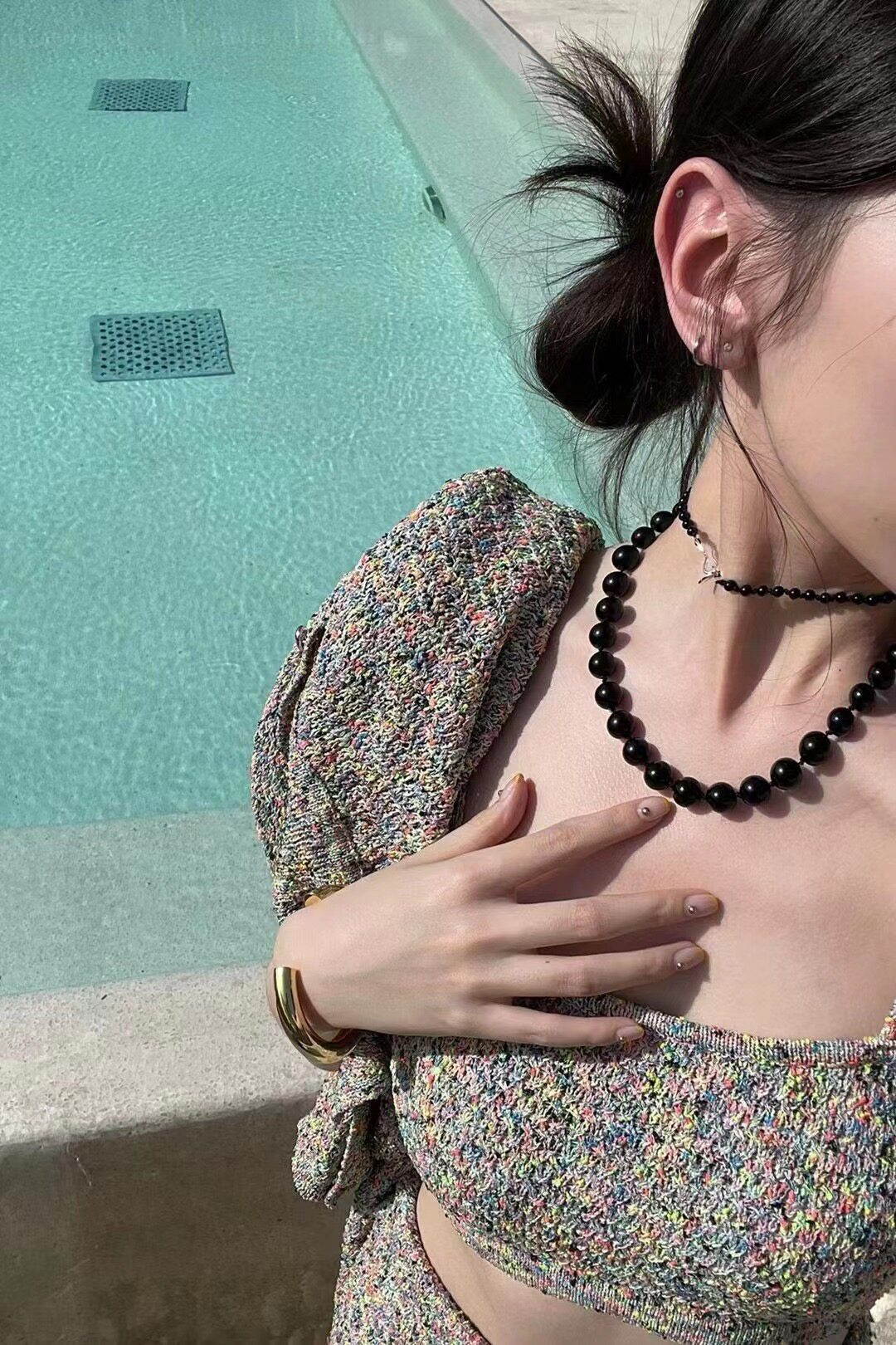 欧美小众设计时髦黑玛瑙串珠腰链复古高级感轻奢双层项链女锁骨链