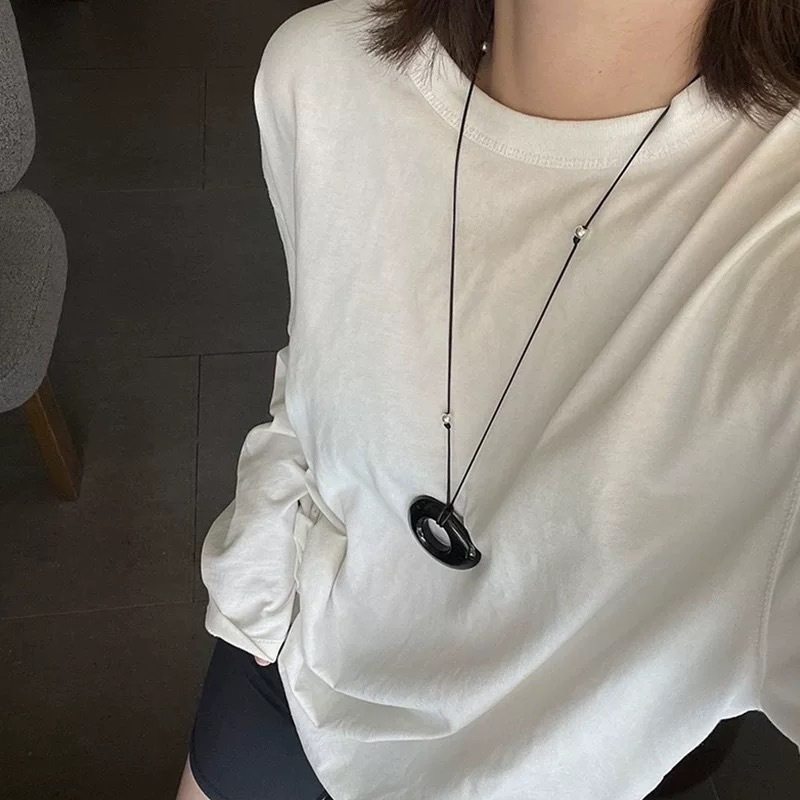 欧美时尚饰品黑曜石项链天然不规则平安扣银色圆珠细绳简约毛衣链,饰品/流行首饰/时尚饰品新,黑曜石,淘宝优惠券,粉丝福利购,淘宝优惠卷