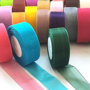 网纱透明4cm宽雪纱带装 饰蕾丝玫瑰花四4厘米雪纺丝带飘带卷欧根纱