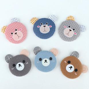 可爱小熊头毛呢格子毛衣包鞋帽装饰缝纫箱包衣服刺绣羽绒服补丁贴