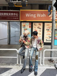 美式复古棒球服外套男女春秋宽松百搭情侣款高级感boxy夹克上衣潮