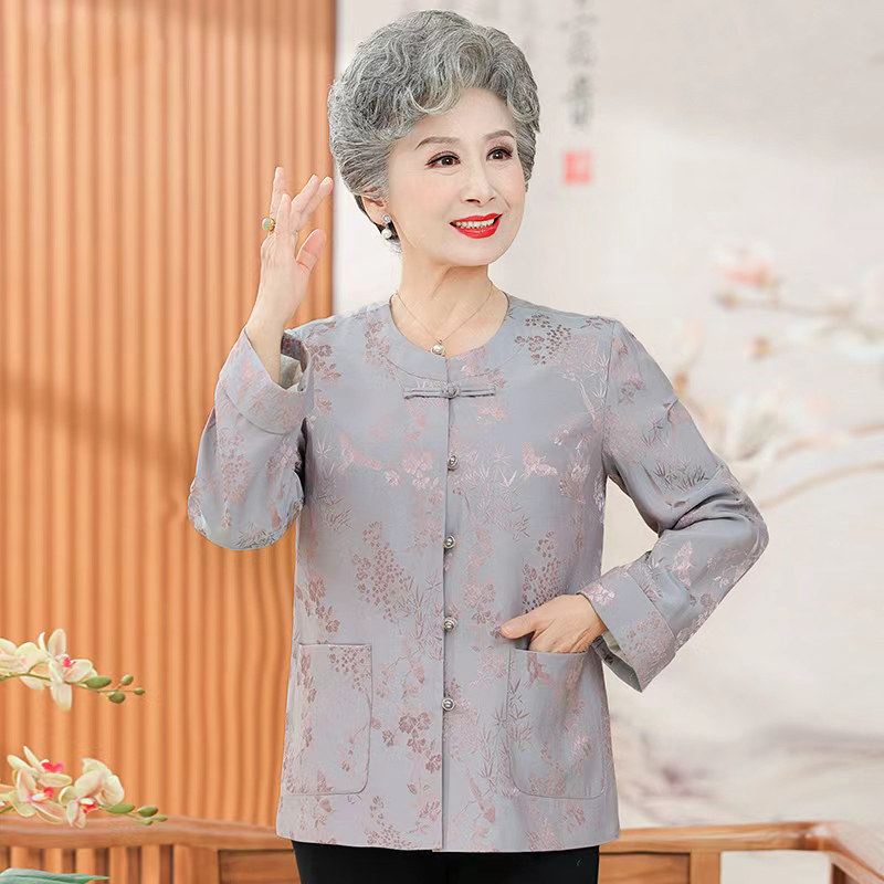 【清仓特价】简溪老人春秋外套女短款圆领中式奶奶装中老年妈妈