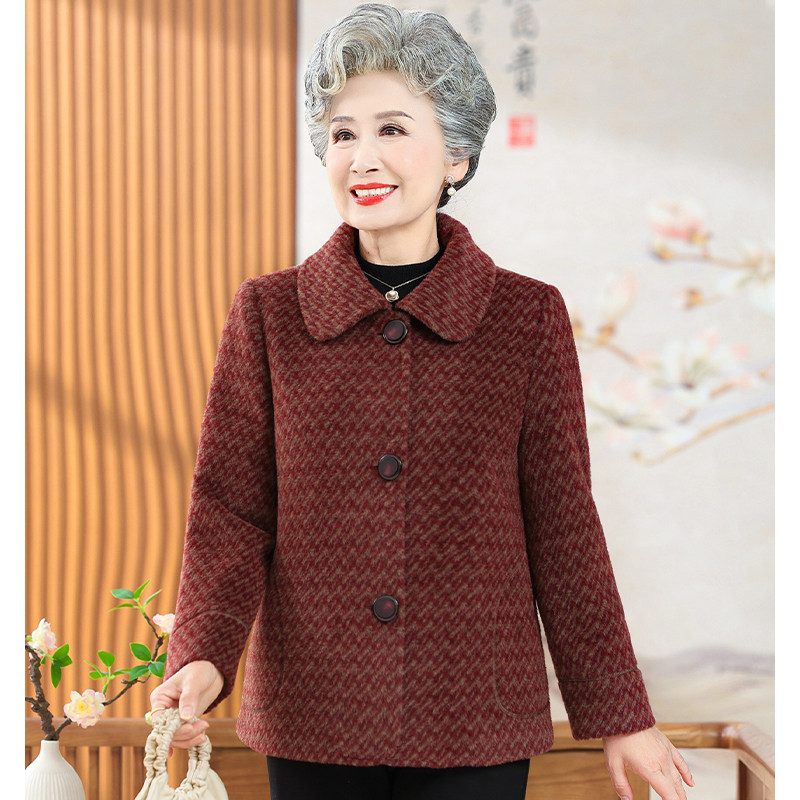 【清仓特价】简溪老年人秋装女奶奶毛呢外套中老年妈妈春秋洋气