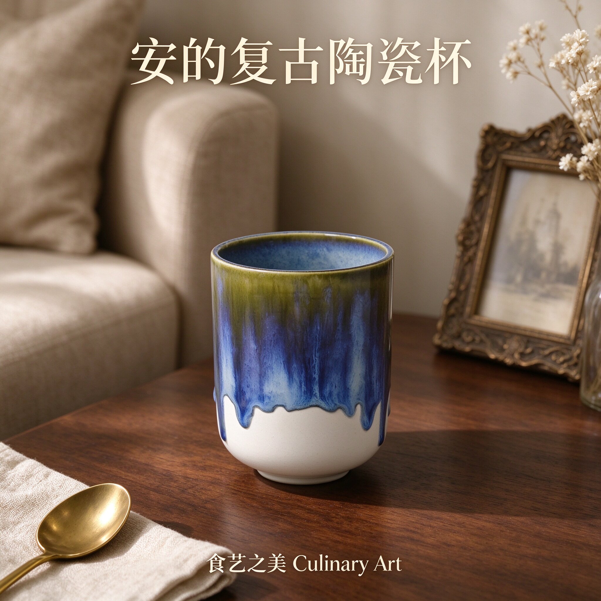 复古釉下彩陶瓷铁观音主人杯
