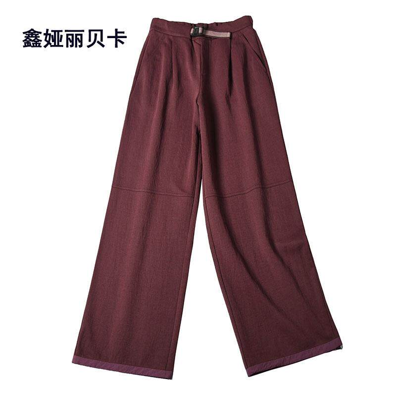 丽贝卡25018 2025春秋新款高腰弹力阔腿裤拖地裤时尚宽松长裤女裤